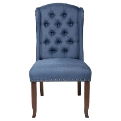 * Aahmad Blue Tufted Wing Dining Chair Featured< Dining Chairs & Benches