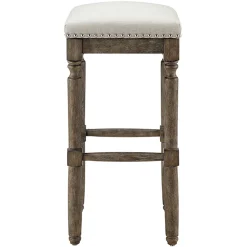 * Aiden Upholstered Tan Backless Barstool With Nailhead Trim, 30 Promotion< Barstools