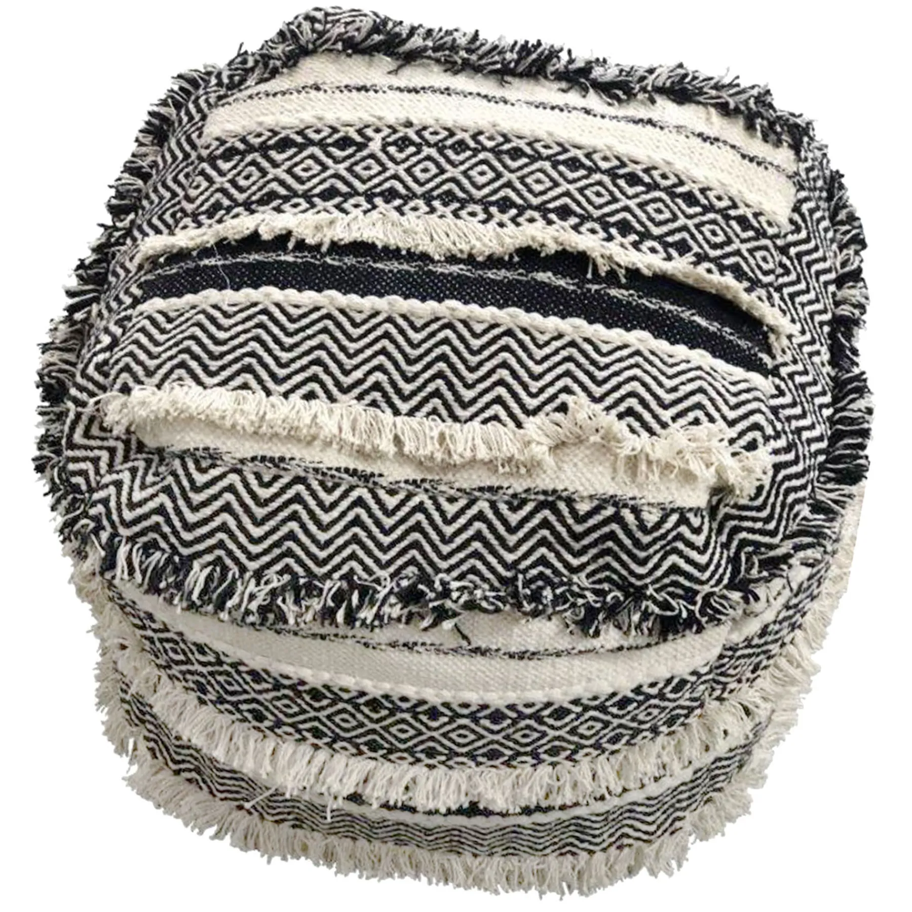 * Alex Handwoven Fringe Square Pouf Flash Sale< Ottomans & Poufs