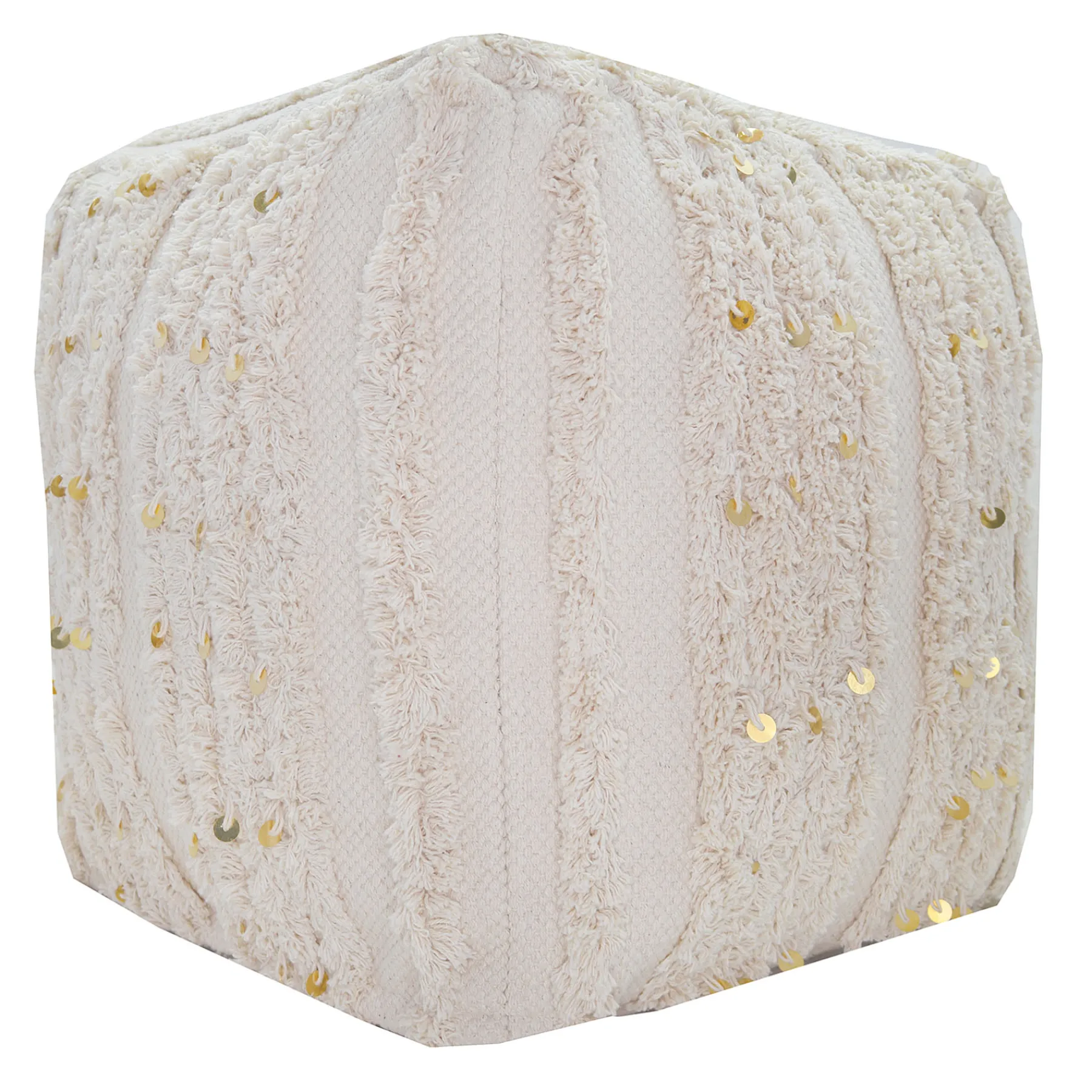 * Amala Sequin Tufted Pouf Premium< Ottomans & Poufs