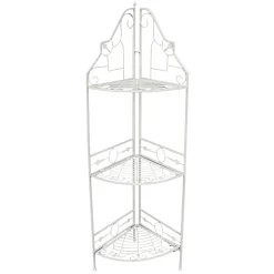 * Antique White Scrolled Metal Folding Corner Shelf Rack, 51.5 Premium< Baker'S Racks & Bar Carts