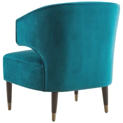 * Aura Green Velvet Wrap Around Arm Chair With Brass Capped Legs Fashion< Accent Chairs