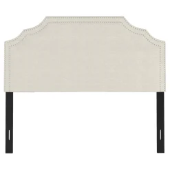 * Belize Cream Nail Head Trim Queen Headboard Premium< Bedroom