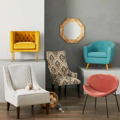 * Bendell Yellow Velvet Tufted Accent Club Chair With Gold Legs Opening Sales< Accent Chairs