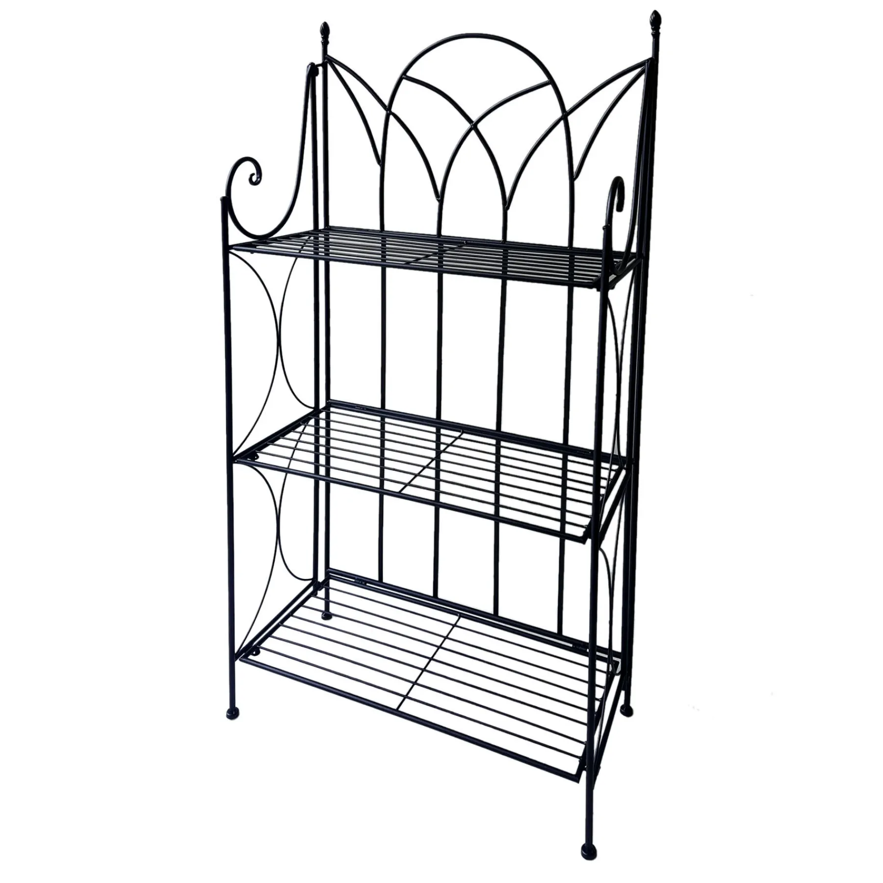 * Black 3 Tier Gothic Baker Rack With Metal Wire Shelves Clearance< Baker'S Racks & Bar Carts
