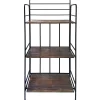 * Black 3 Tier Metal Baker Rack With Folding Wood Top Shelves Gift Selection< Baker'S Racks & Bar Carts