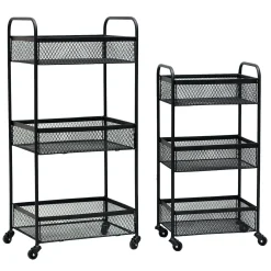* Black 3 Tier Metal Rolling Cart, 29 Good Quality< Baker'S Racks & Bar Carts