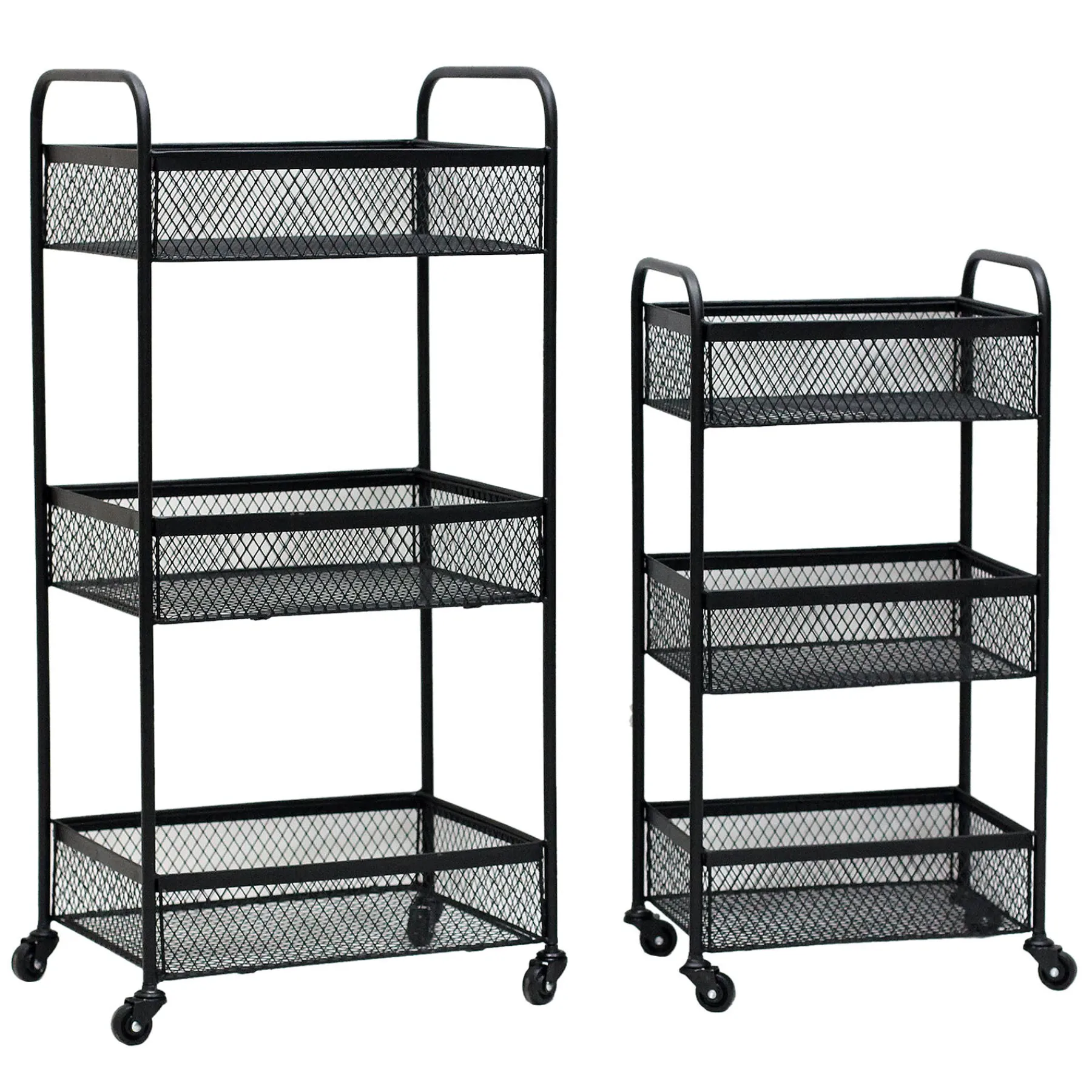 * Black 3 Tier Metal Rolling Cart, 29 Good Quality< Baker'S Racks & Bar Carts