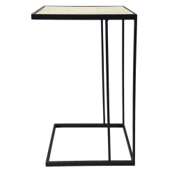 * Black Metal C-Table With Light Wooden Top Less Expensive< Accent Tables