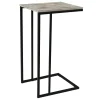* Black Metal C-Table With Rustic Wooden Top Promotion< Accent Tables