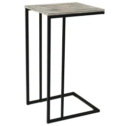 * Black Metal C-Table With Rustic Wooden Top Promotion< Accent Tables