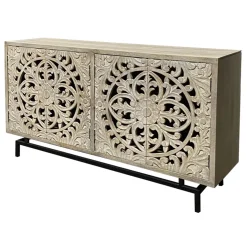 * Carved 4 Door Wood Sideboard Discount< Cabinets & Chests