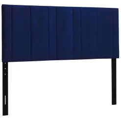 * Chandler Channeled Navy Velvet Queen Headboard Featured< Bedroom