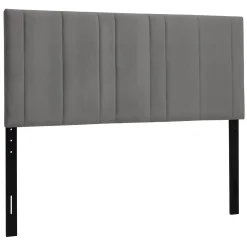 * Chandler Grey Velvet Channeled Queen Headboard Fashion< Bedroom