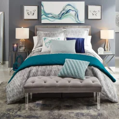 * Chandler Grey Velvet Channeled Queen Headboard Fashion< Bedroom