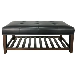* Collins Black Leather Bench Clearance< Benches