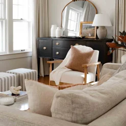* Cottage Thin Striped Ottoman Promotion< Ottomans & Poufs