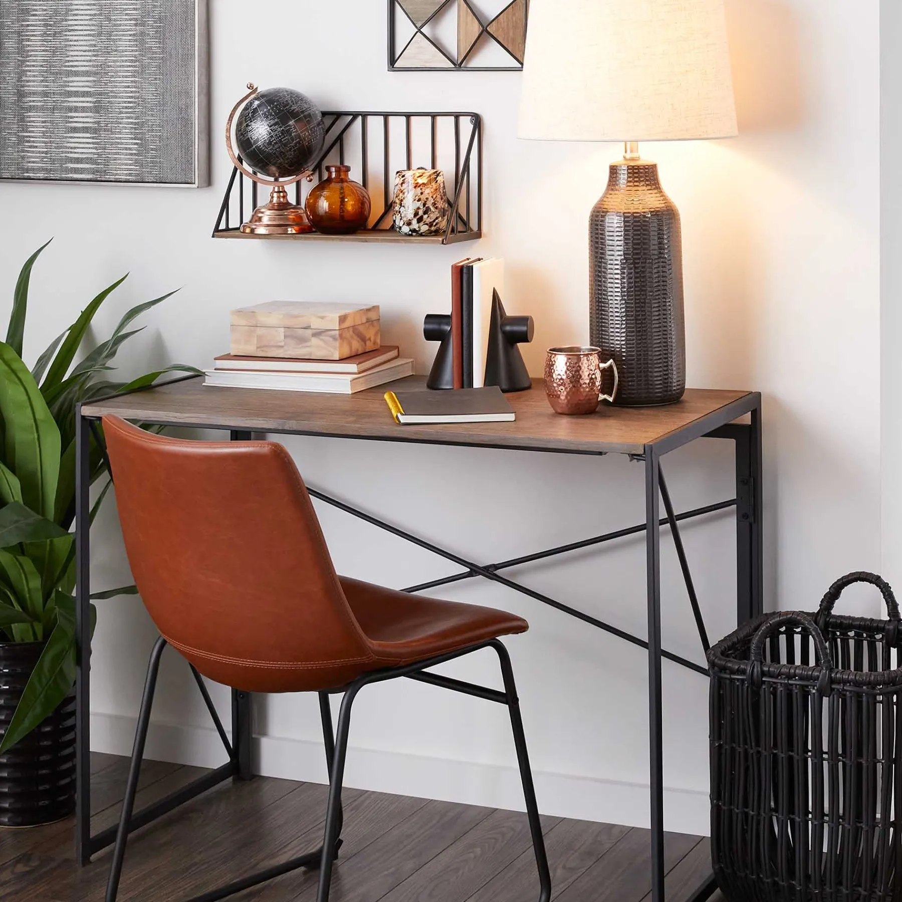 * Dakota Black & Brown Industrial Modern Office Desk Bargain Sale< Office