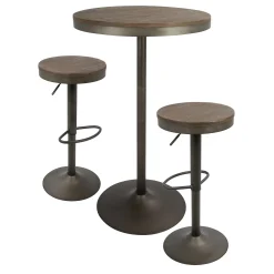 * Dakota 3-Piece Antique Bronze Dining Table Set Online Discount< Dining Tables & Sets