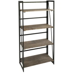 * Dakota 4-Tier Black & Brown Industrial Modern Bookshelf, 49 Low Price< Office