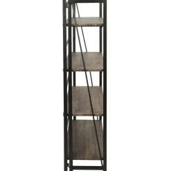 * Dakota 4-Tier Black & Brown Industrial Modern Bookshelf, 49 Low Price< Office