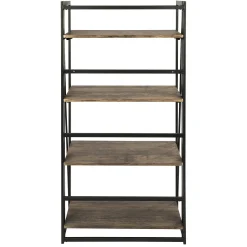 * Dakota 4-Tier Black & Brown Industrial Modern Bookshelf, 49 Low Price< Office