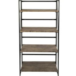 * Dakota 4-Tier Black & Brown Industrial Modern Bookshelf, 49 Low Price< Office