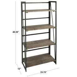 * Dakota 4-Tier Black & Brown Industrial Modern Bookshelf, 49 Low Price< Office