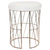 * Diago Metallic Blush Wire Vanity Stool/Padded White Faux Leather Seat Good Quality< Stools & Benches