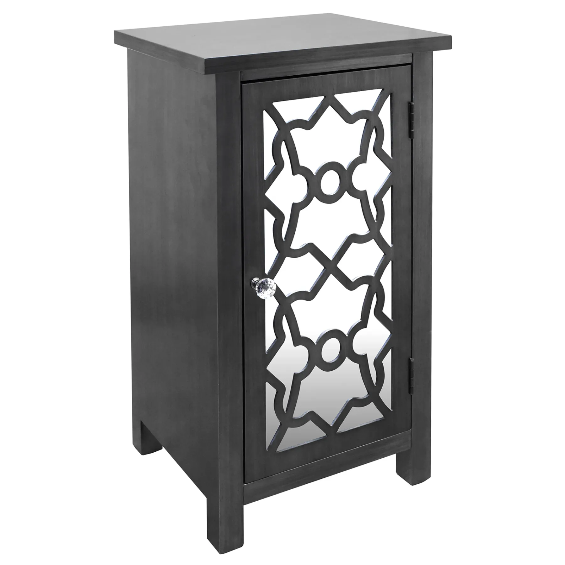 * 1-Door Mirrored Silver Cabinet Exquisite Gifts< Cabinets & Chests