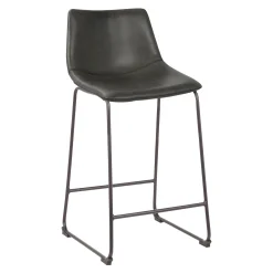 * Drake Grey Faux Leather Modern Industrial Barstool, 30 Good Quality< Barstools