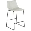 * Drake Modern Faux Leather Industrial Barstool, Light Grey Fashion< Barstools