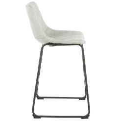 * Drake Modern Faux Leather Industrial Barstool, Light Grey Fashion< Barstools