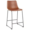 * Drake Modern Faux Leather Industrial Barstool, Cognac Promotion< Barstools