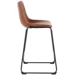 * Drake Modern Faux Leather Industrial Barstool, Cognac Promotion< Barstools