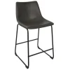 * Drake Modern Faux Leather Industrial Barstool, Dark Grey Opening Sales< Barstools