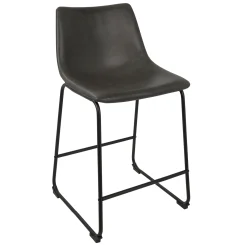 * Drake Modern Faux Leather Industrial Barstool, Dark Grey Opening Sales< Barstools