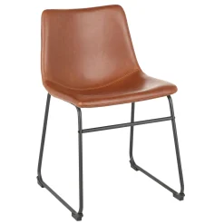 * Drake Modern Industrial Dining Chair, Cognac Premium< Dining Chairs & Benches