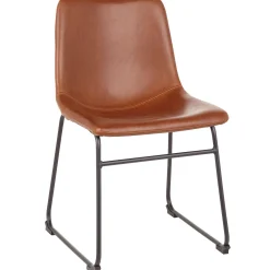 * Drake Modern Industrial Dining Chair, Cognac Clearance< Dining Chairs & Benches