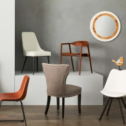 * Drake Modern Industrial Dining Chair, Cognac Clearance< Dining Chairs & Benches