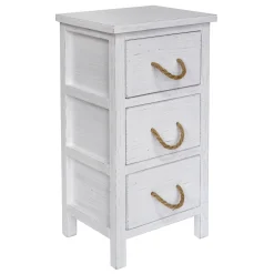 * 3-Drawer Distressed White Cabinet Outlet< Bedroom