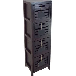 * 4-Drawer Grey Wooden Cabinet, Medium Flash Sale< Cabinets & Chests