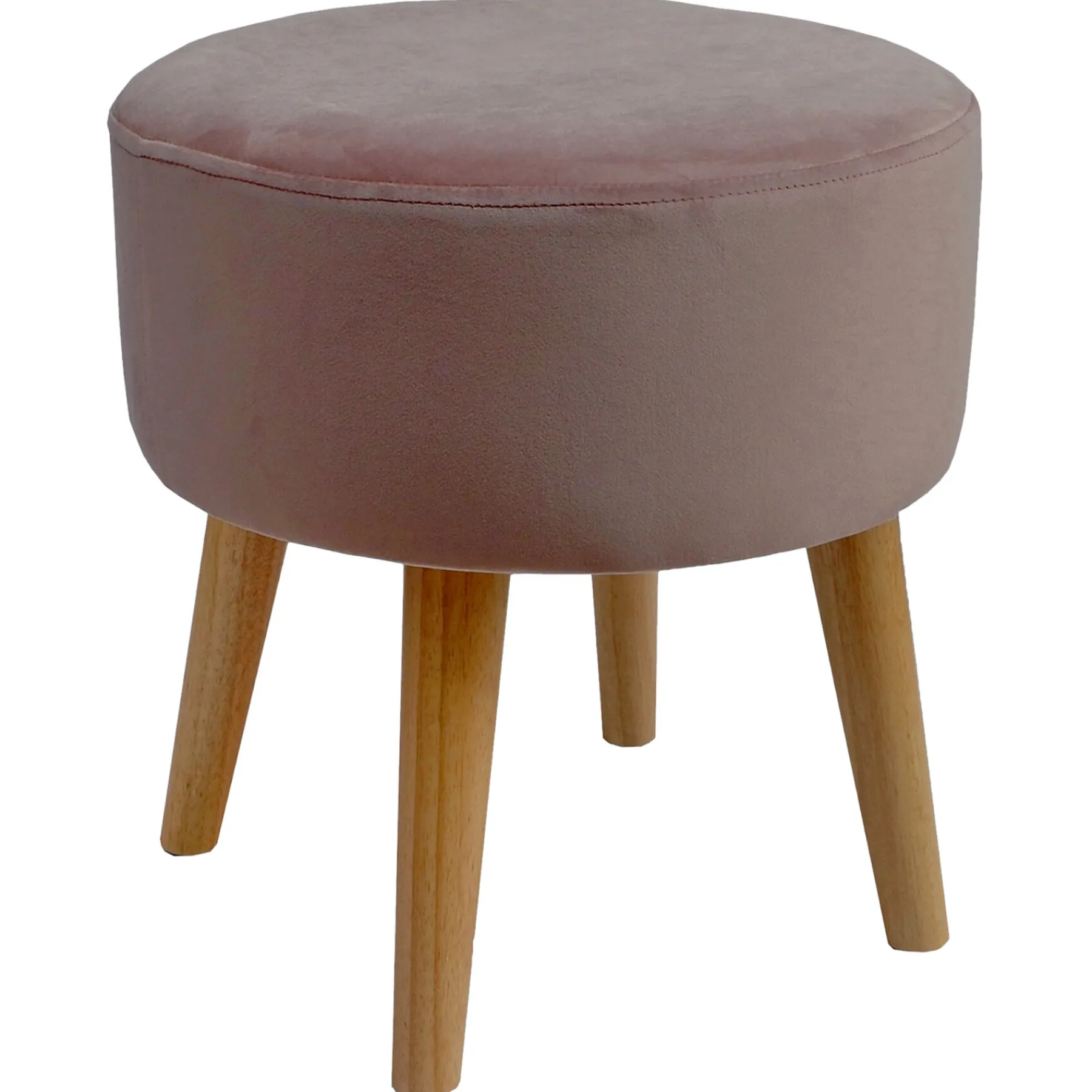 * Emmy Rose Velvet Round Wood Leg Ottoman Flash Sale< Ottomans & Poufs