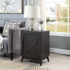 * Ezra Dark Brown Cabinet With Gold Handle Promotion< Cabinets & Chests