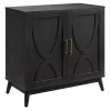 * Ezra 2-Door Dark Brown Cabinet With Gold Handle Opening Sales< Cabinets & Chests