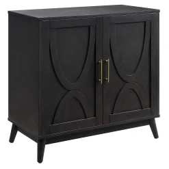 * Ezra 2-Door Dark Brown Cabinet With Gold Handle Opening Sales< Cabinets & Chests