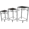 * Fan Shaped Wood Top Plant Stand With Bronze Double Tube Metal Leg, Medium Premium< Plant Stands