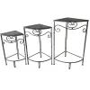 * Fan Shaped Wood Top Plant Stand With Rustic Double Tube Metal Leg, Medium Less Expensive< Plant Stands