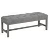 * Ferdinand Tufted Tan Linen Wood Bench With Double Nailhead Opening Sales< Stools & Benches