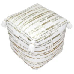 * Gold Foil Print Tassel Pouf Discount< Ottomans & Poufs